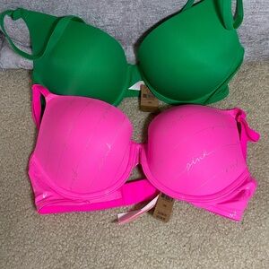 Victoria's Secret Pink and Green Bras Smooth Cup Everyday Comfort